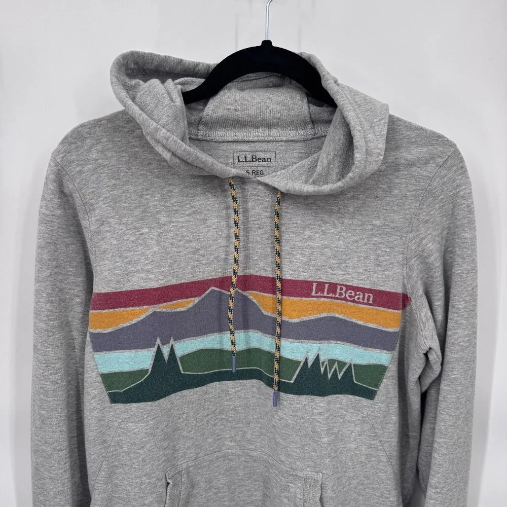 L.L. Bean Gray Hoodie with Multicolor Mountain Design - Picture 2 of 9